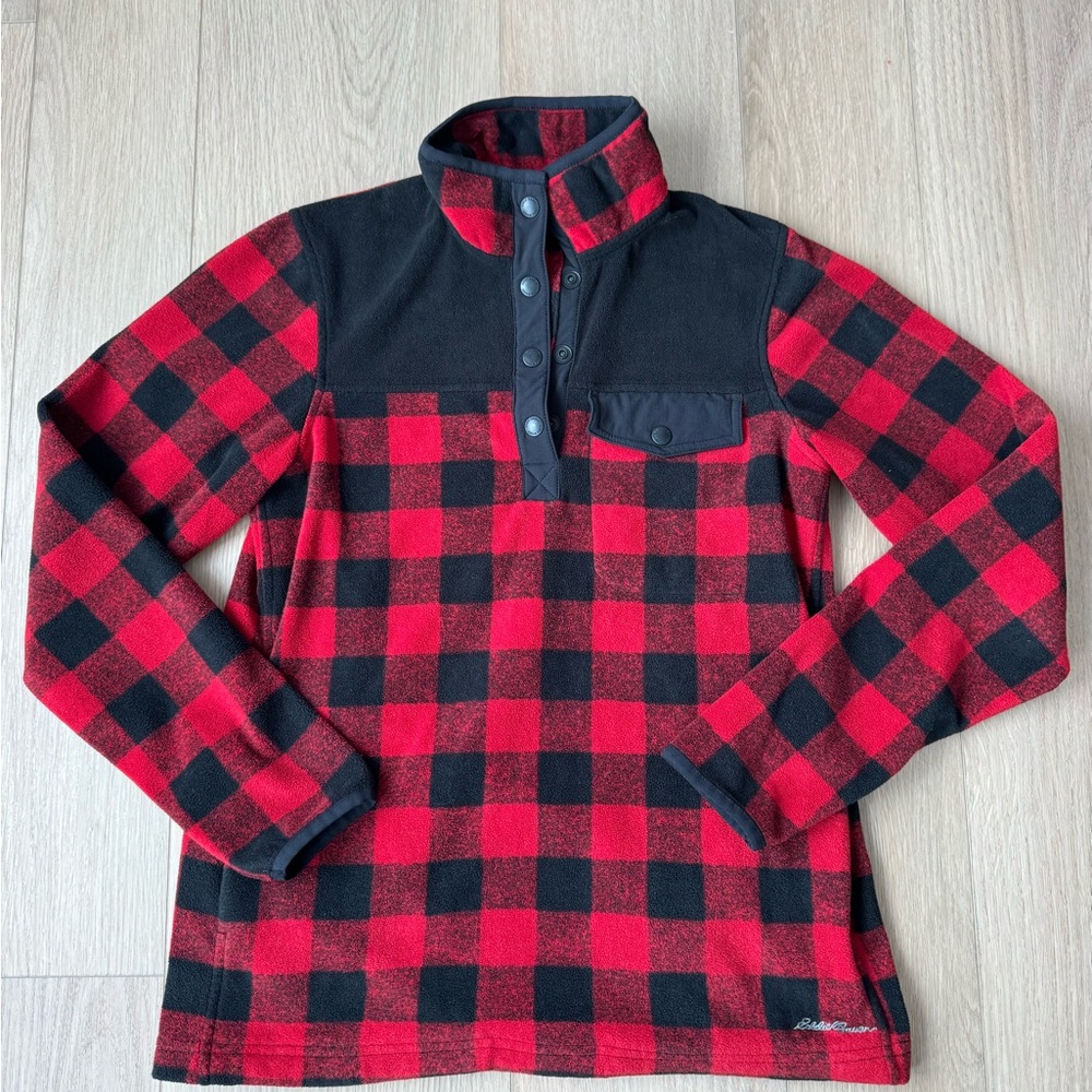 Women’s Eddie Bauer Red and Black Checkered Fleece